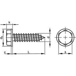 Self Tapping Screw, Metric - BZP (Bright Zinc Plated) - Hexagon Washer Faced Head - DIN 6928 C thumbnail-1