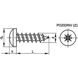 Woodscrew, ST (Self Tapping) -A2 Stainless - Pozi - Raised Cheese Head  Chipboard Screw thumbnail-2