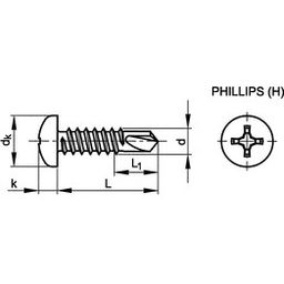 Self-Drilling Cross Recessed Pan Head Screw - Phillips - Steel Zinc Plated - DIN 7504 M-H thumbnail-1