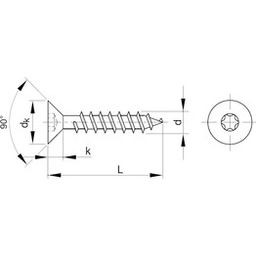 Woodscrew, ST (Self Tapping) -A2 Stainless - TX - Countersunk Chipboard Screw thumbnail-1