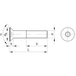 TX Socket Head Countersunk Screw, Metric - Steel - Grade 8.8 - BZP (Bright Zinc Plated) - DIN 7991 thumbnail-3