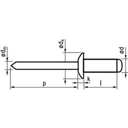 Rivets, Metric - Aluminium - BZP (Bright Zinc Plated) - OMNI Dome Blind Rivet thumbnail-1