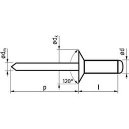 Rivets, Metric - Aluminium BZP (Bright Zinc Plated) - OMNI Countersunk Blind Rivet thumbnail-1