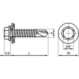 Roofing / Front Bolt with Sealing Ring - ST (Self Tapping) - Steel - BZP (bright Zinc Plated) - Drill Point thumbnail-1