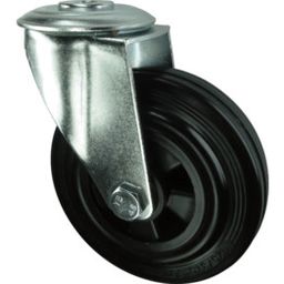 Medium Duty Pressed Steel Castors - Rubber Tyred Wheel with Polypropylene Centre - Roller Bearing thumbnail-1