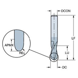 R216.4 CoroMill Plura solid carbide ball nose end mill for Profiling thumbnail-1