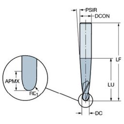 R216.5 CoroMill Plura solid carbide ball nose end mill for Profiling thumbnail-1