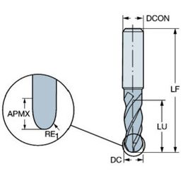 1B240 CoroMillⓇ Plura Solid Carbide Ball Nose End Mill For Profiling thumbnail-1