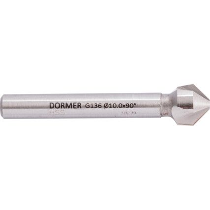 G136, 90°, Countersink, 2.5 - 10.0mm, Straight Shank, 3 fl, High Speed Steel