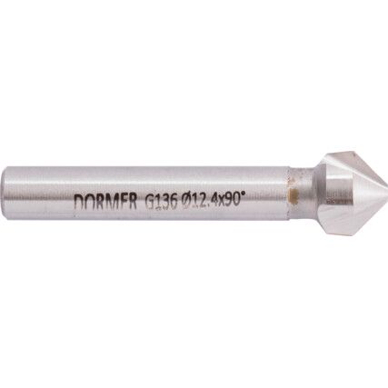 G136, 90°, Countersink, 2.8 - 12.4mm, Straight Shank, 3 fl, High Speed Steel