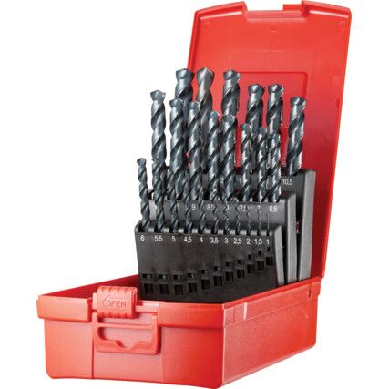 A188, No.204, Jobber Drill Set, Standard Length, Metric, High Speed Steel, Set f 25