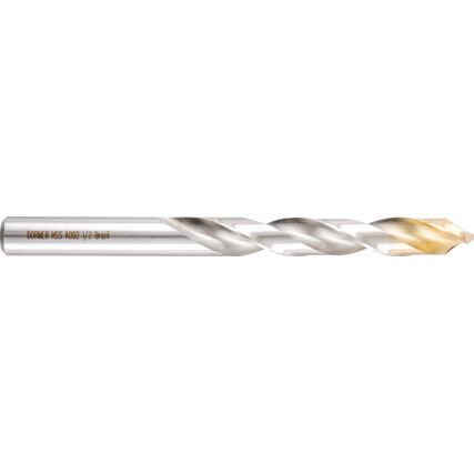 A002, Jobber Drill, 1/2in., Normal Helix, High Speed Steel, TiN-Tipped