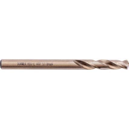 A117, Stub Drill, 5.1mm, Cobalt High Speed Steel, Bronze