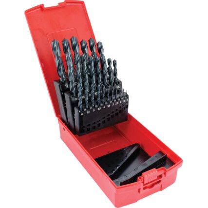 A190, No.204, Jobber Drill Set, Standard Length, Metric, High Speed Steel, Set of 25