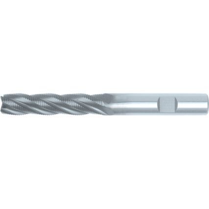 End Mill, Long, 35mm, Weldon Flat Shank, 6fl, Cobalt High Speed Steel, Uncoated