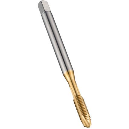 EP00TIN, Machine Tap, M10 x 1.5mm, Metric Coarse, Spiral Point, Cobalt High Speed Steel, TiN