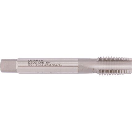 E500, Taper Tap, M16 x 2mm, Straight Flute, Metric Coarse, High Speed Steel, Bright