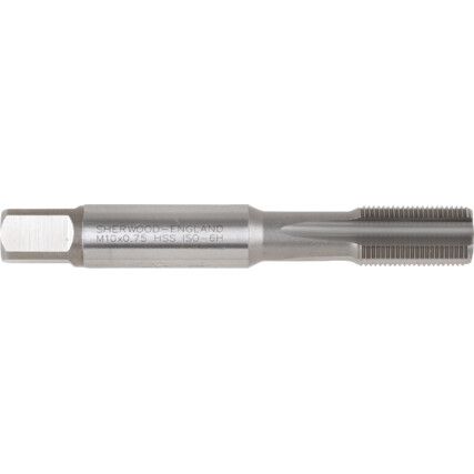 Plug Tap, 10mm x 0.75mm, Straight Flute, Metric Fine, High Speed Steel, Bright