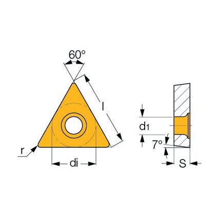 TCGT 16T304-AS, Turning Insert, Grade IC20, Carbide, Triangle