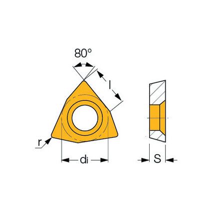 WNMG 080408-TF, Turning Insert, Grade IC807, Carbide, Trigon