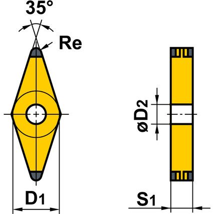 VNMG 16 04 08-SF 1105, Turning Insert, Grade 1105, Carbide, 35° Rhombic