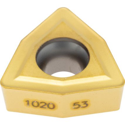 WCMX 06T308R-53, Drilling Insert, Grade 1020, Carbide, Trigon