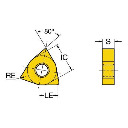 WNMG 080404MF, Turning Insert, Carbide, Trigon, Ti(C,N)+Al2O3+TiN, Grade 2220