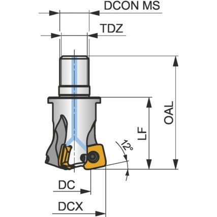 35E3R040M16-SSO12-C HI-FEED END MILL - EXCHANGEABLE HEAD