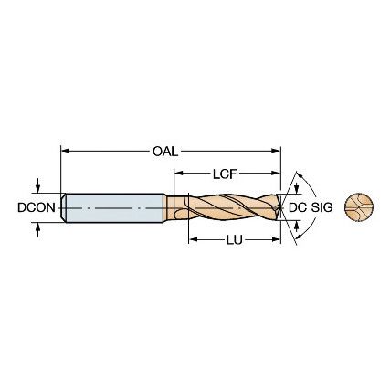 CoroDrill Delta-C, R840-0530-30-A0A, Carbide Drill, 5.3mm, TiAlN