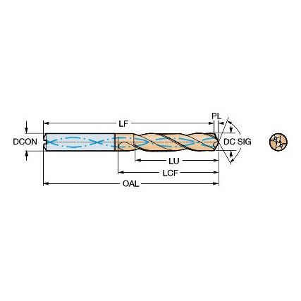 CoroDrill 860, 860.1-0300-016A1-PM, Carbide Drill, 3mm, TiAlN