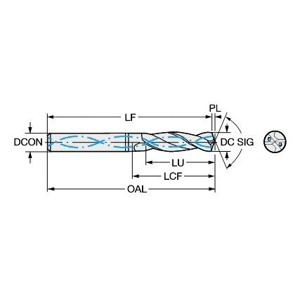 CoroDrill 860, 860.1-1020-082A1-NM, Jobber Drill, 10.2mm, Carbide, Uncoated