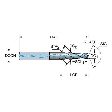 CoroDrill 460, 460.2-0500-015A1-XM, Carbide Drill, mm, TiAlN