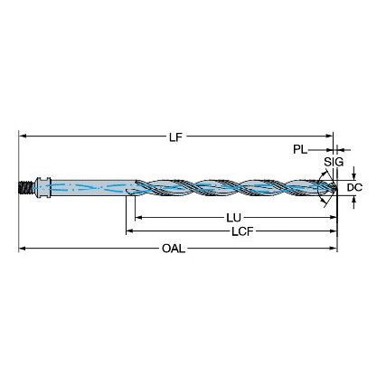 CoroDrill 863, 863.1-0483-030B1-OS, Carbide Drill, 4.828mm, Uncoated