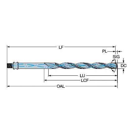 CoroDrill 863, 863.1-0483-030B1-MS, Carbide Drill, 4.828mm, Uncoated