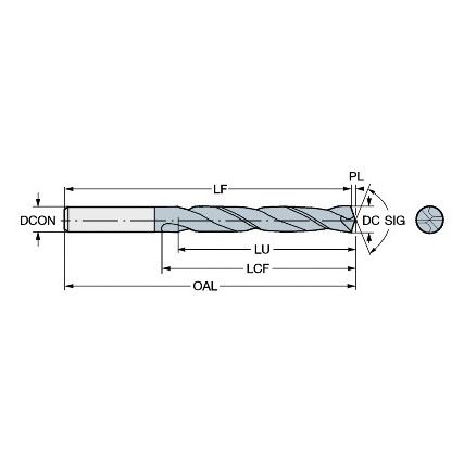 CoroDrill 460, 460.1-0300-009A0-XM, Carbide Drill, 3mm, TiAlN