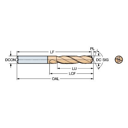 CoroDrill 860, 860.1-0300-016A0-PM, Jobber Drill, 3mm, Carbide, TiAlN