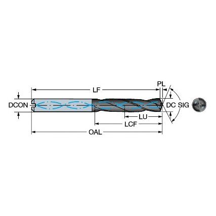 CoroDrill 861, 861.1-1200-036A1-GP, Carbide Drill, 12mm, TiAlN