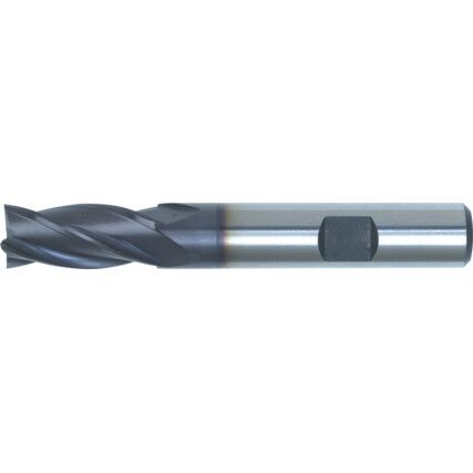 09, End Mill, Regular, Weldon Flat Shank, 10mm, Cobalt High Speed Steel, TiAlN