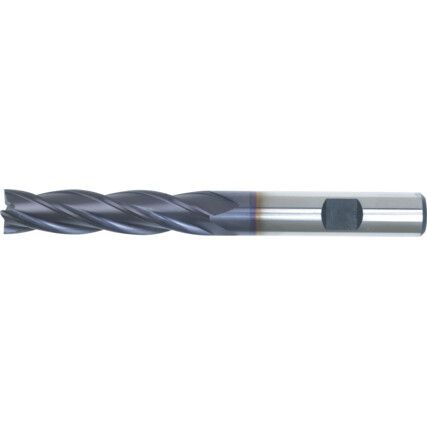 10, End Mill, Long, Weldon Flat Shank, 16mm, Cobalt High Speed Steel, TiALN