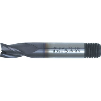 32, Short Slot Drill, 6mm, 3fl, Threaded Shank, Cobalt High Speed Steel, TiAlN