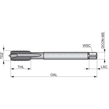 E397 M12 X 1.50 mm HSS-E-PM TICN6HX SPIRAL POINT TAP DIN 371/6