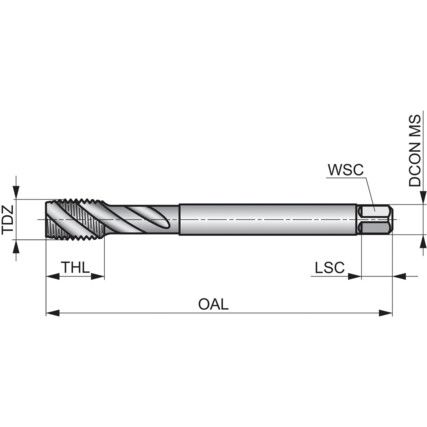 E398 M10 X 1.00 mm HSS-E-PM TICN6HX SPIRAL FLUTE TAP DIN 371/6