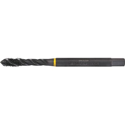 Machine Tap, M3 x 0.5mm, Metric Coarse, Spiral Flute, Vanadium High Speed Steel, Steam Tempered, Yellow