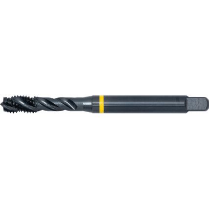 Machine Tap, M8 x 1.25mm, Metric Coarse, Spiral Flute, Vanadium High Speed Steel, Steam Tempered, Yellow