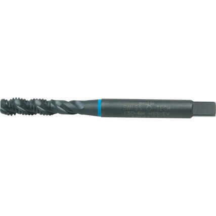 Machine Tap, M4 x 0.7mm, Metric Coarse, Spiral Flute, Vanadium High Speed Steel, Steam Tempered, Blue