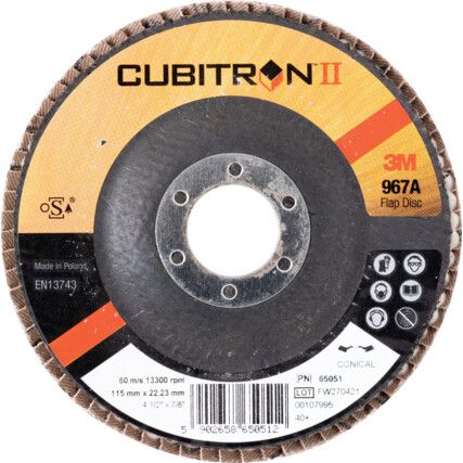 967A, Flap Disc, 65055, 125 x 22.23mm, Flat (Type 27), P60, Cubitron II Ceramic