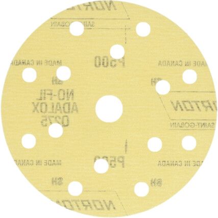 150mm Q275 15 HOLE P500 VELCRO BACKED FILM DISC (PK-100)