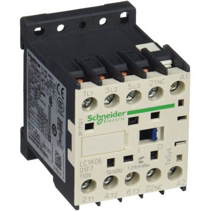 Electrical Contactor, TeSys K, 3NO 6A AC, 3-Poles