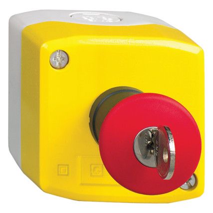 Push Button, Emergency Stop Control Station, Key Release, 1 NO/2 NC 10A