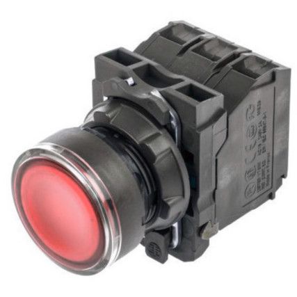 Push Button, Illuminated, Red LED, 24V